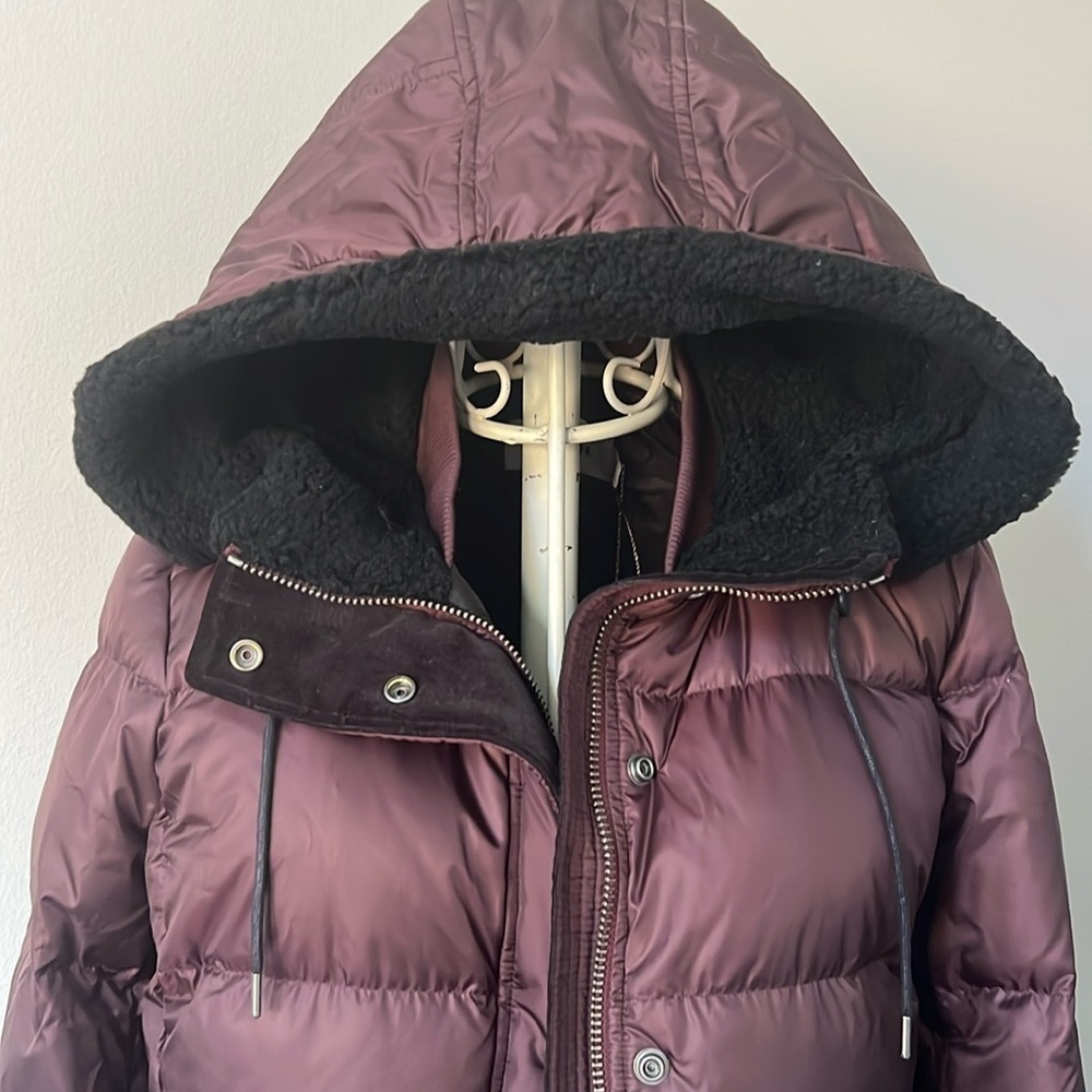 NWT Coach Plum Long Puffer Coat with hood - Picture 3 of 5